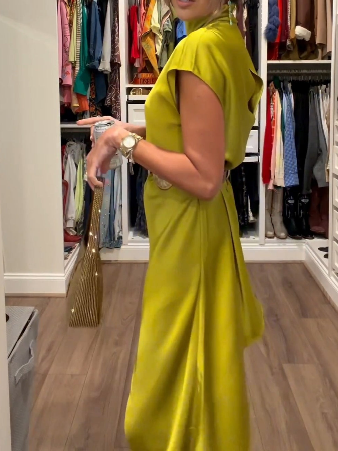 Asymmetrical Hem Satin Dress