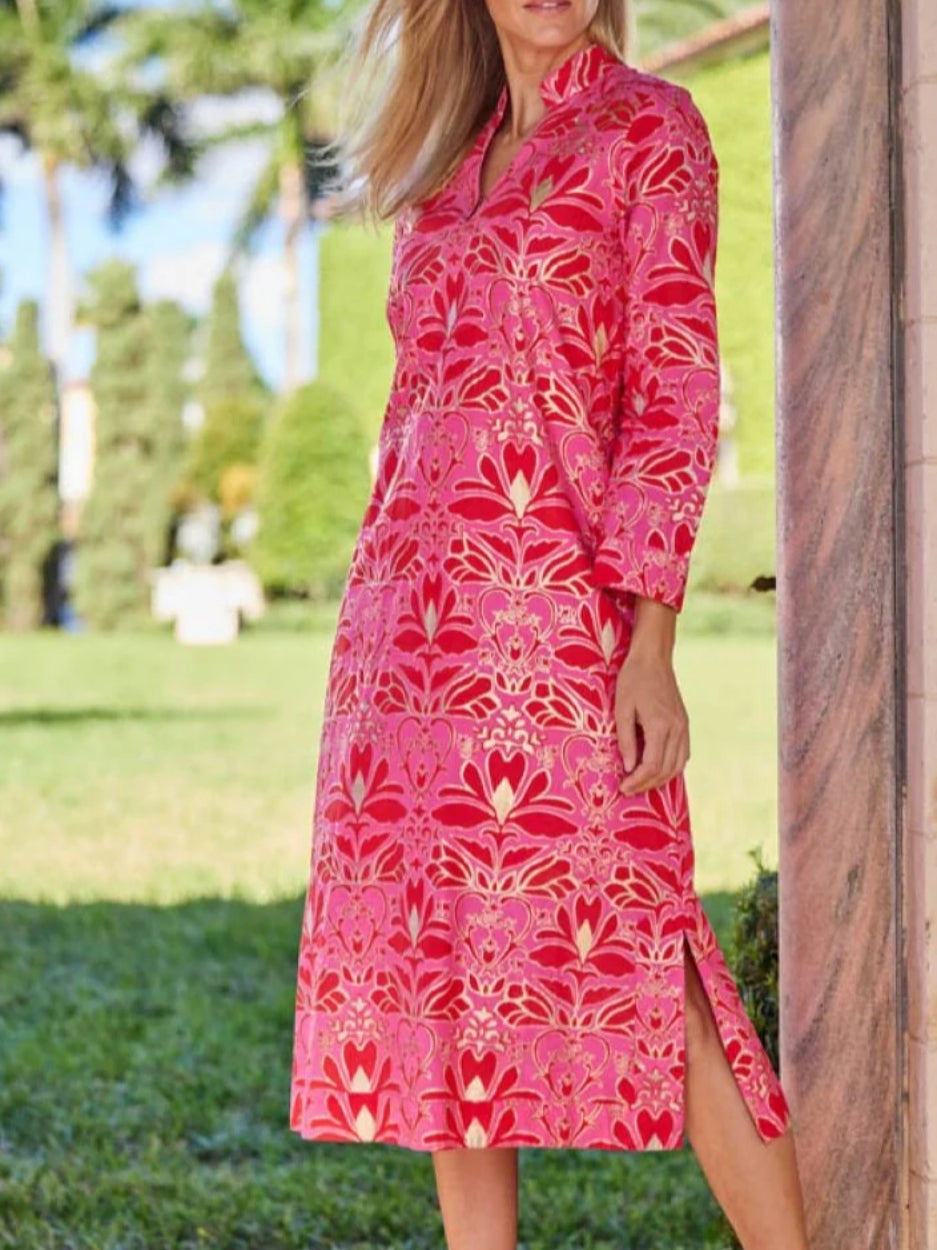 3/4 Sleeves V-neckline Dress