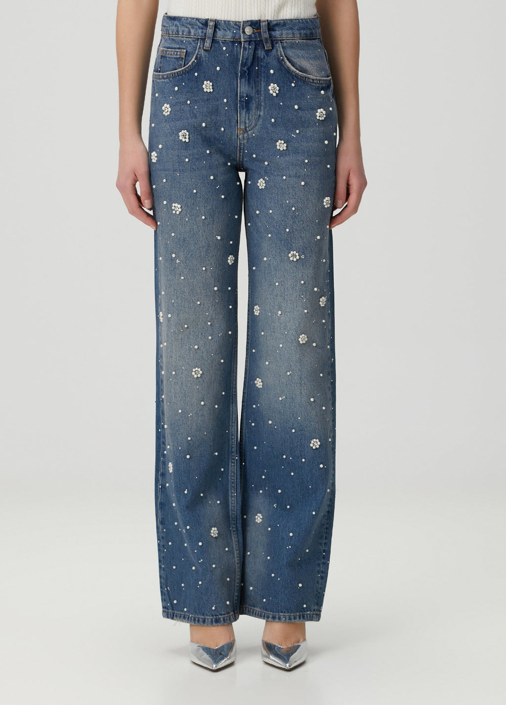 Pearl Blue Embellished Jeans