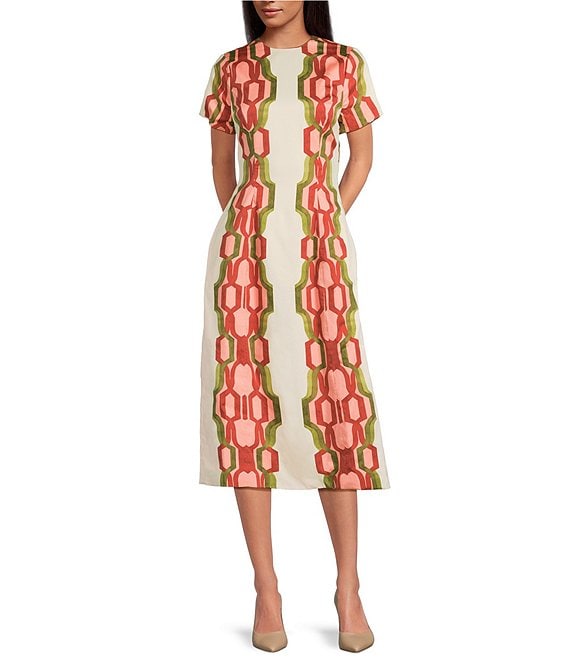 Hampton Convertible Round Neck Short Sleeve Column Midi Dress