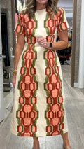 Hampton Convertible Round Neck Short Sleeve Column Midi Dress