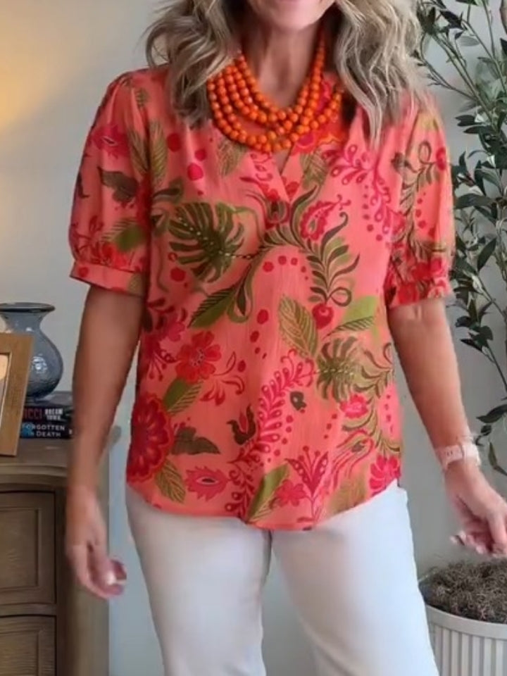 Floral Print Puff Sleeve Top