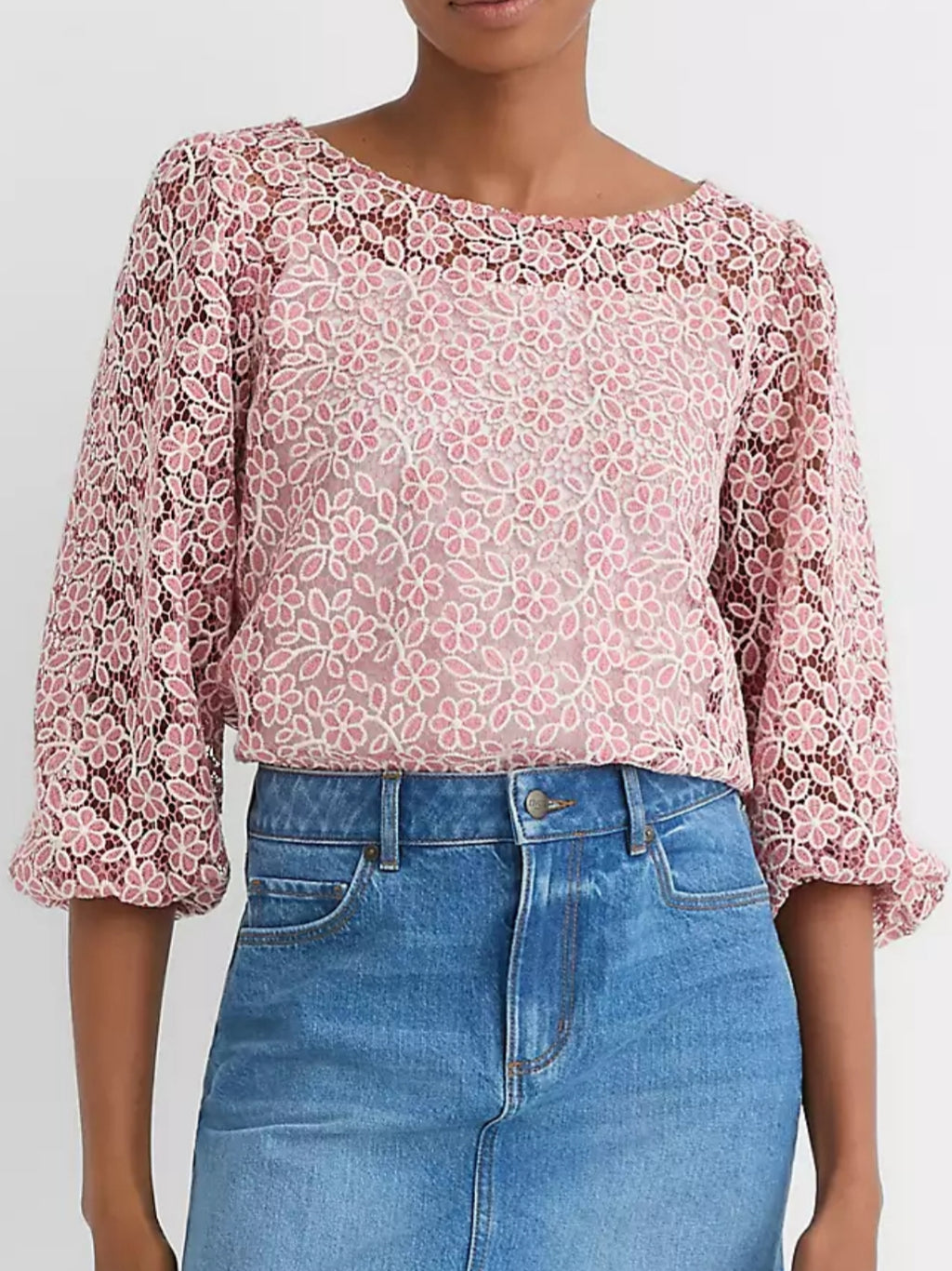 Floral Lace Boatneck Blouse