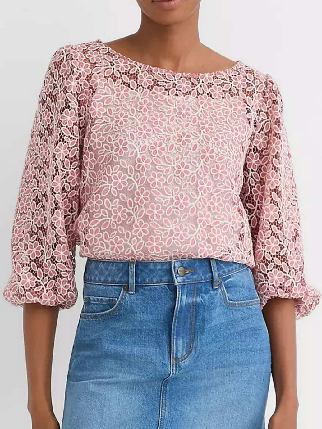 Floral Lace Boatneck Blouse