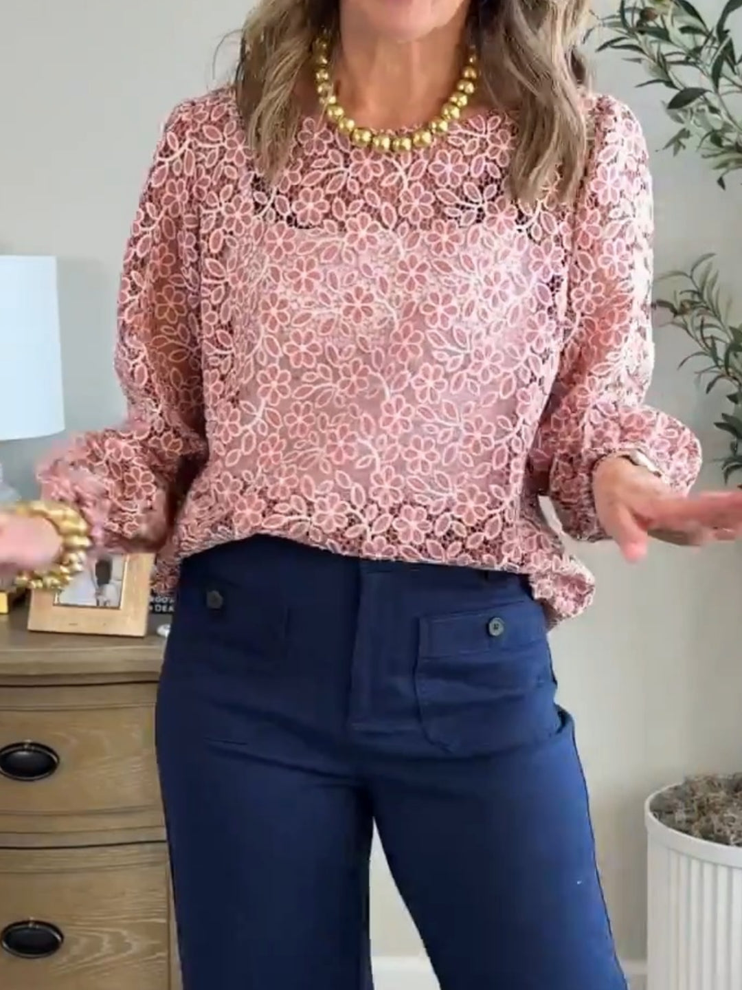 Floral Lace Boatneck Blouse