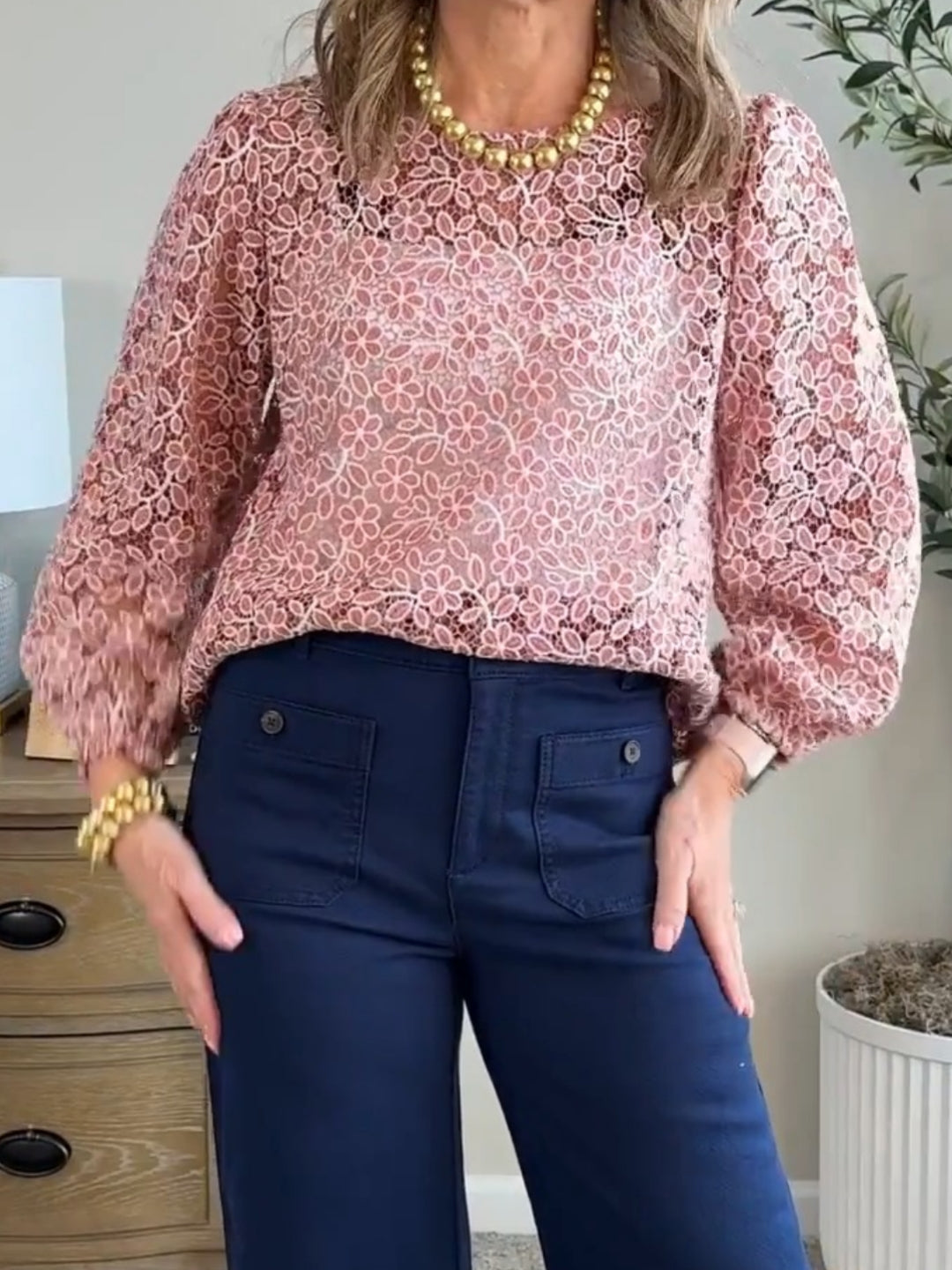 Floral Lace Boatneck Blouse