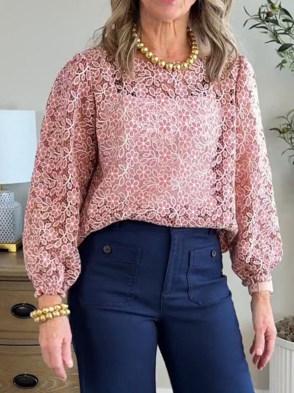 Floral Lace Boatneck Blouse