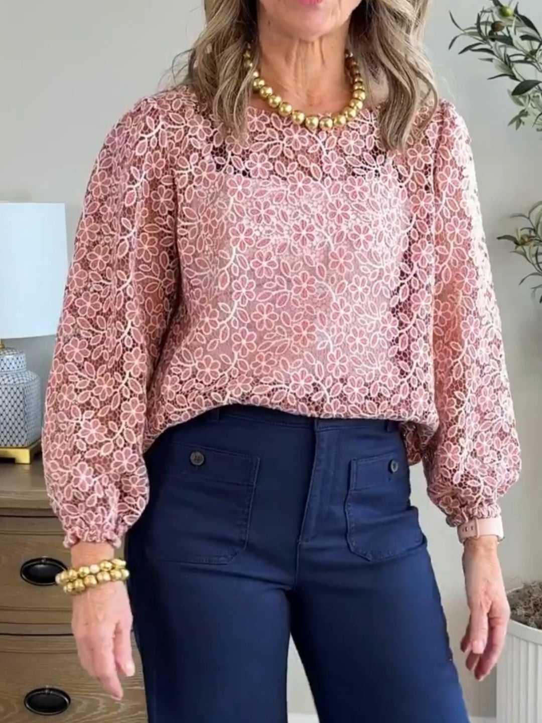 Floral Lace Boatneck Blouse