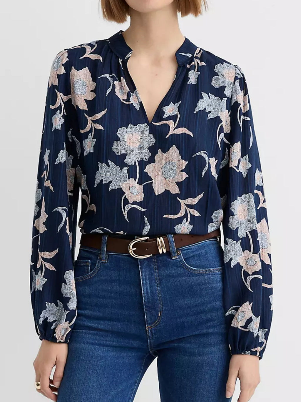 Floral Modern V-Neck Blouse