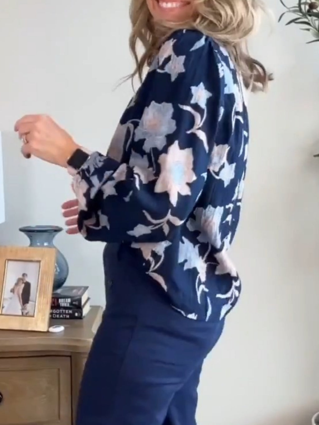 Floral Modern V-Neck Blouse
