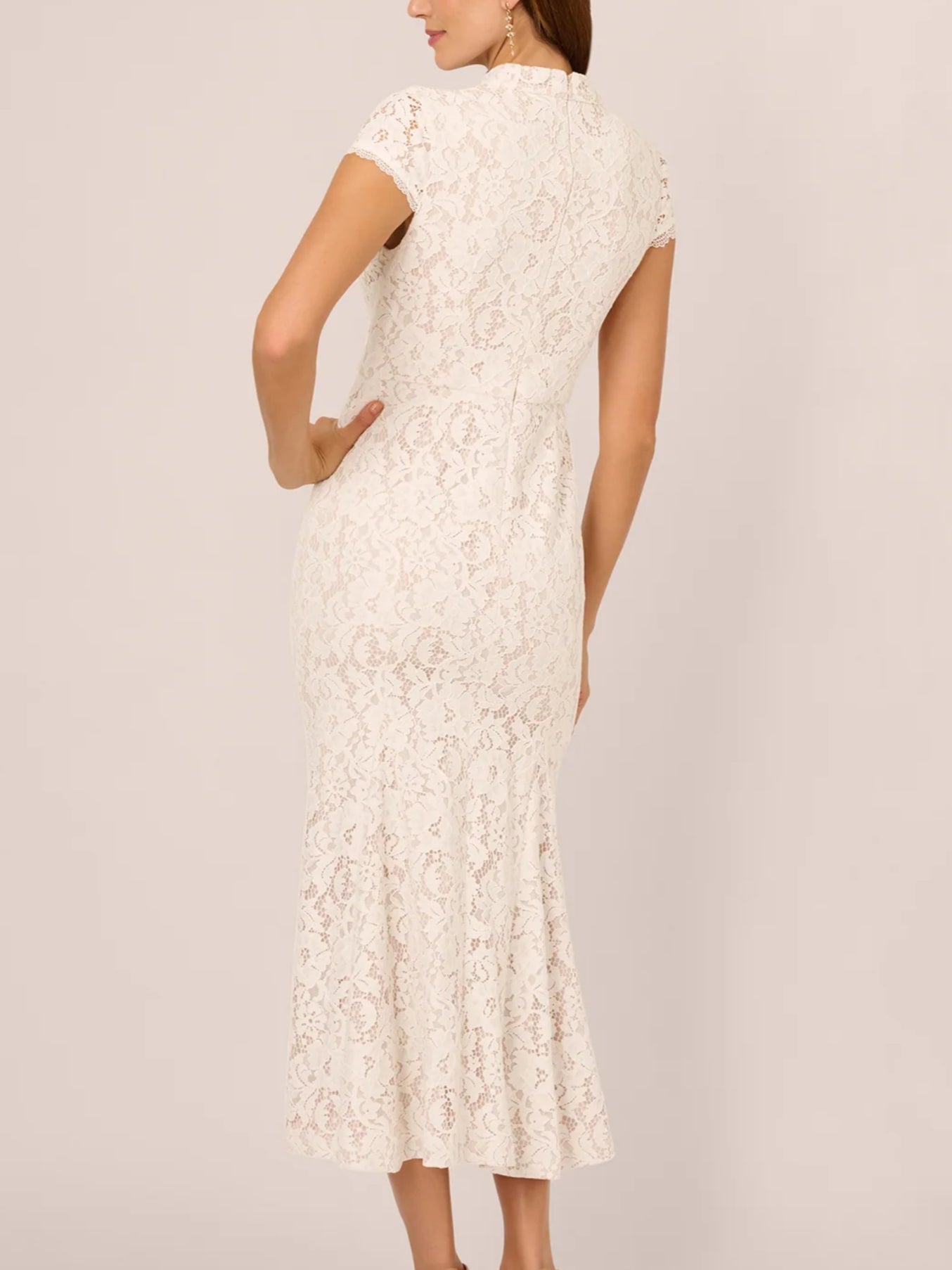 Cap Sleeve Lace Midi Dress