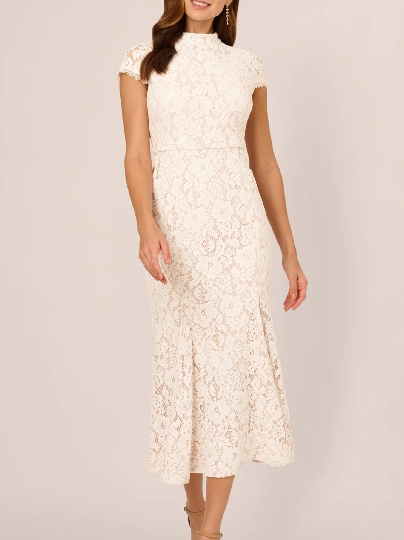 Cap Sleeve Lace Midi Dress