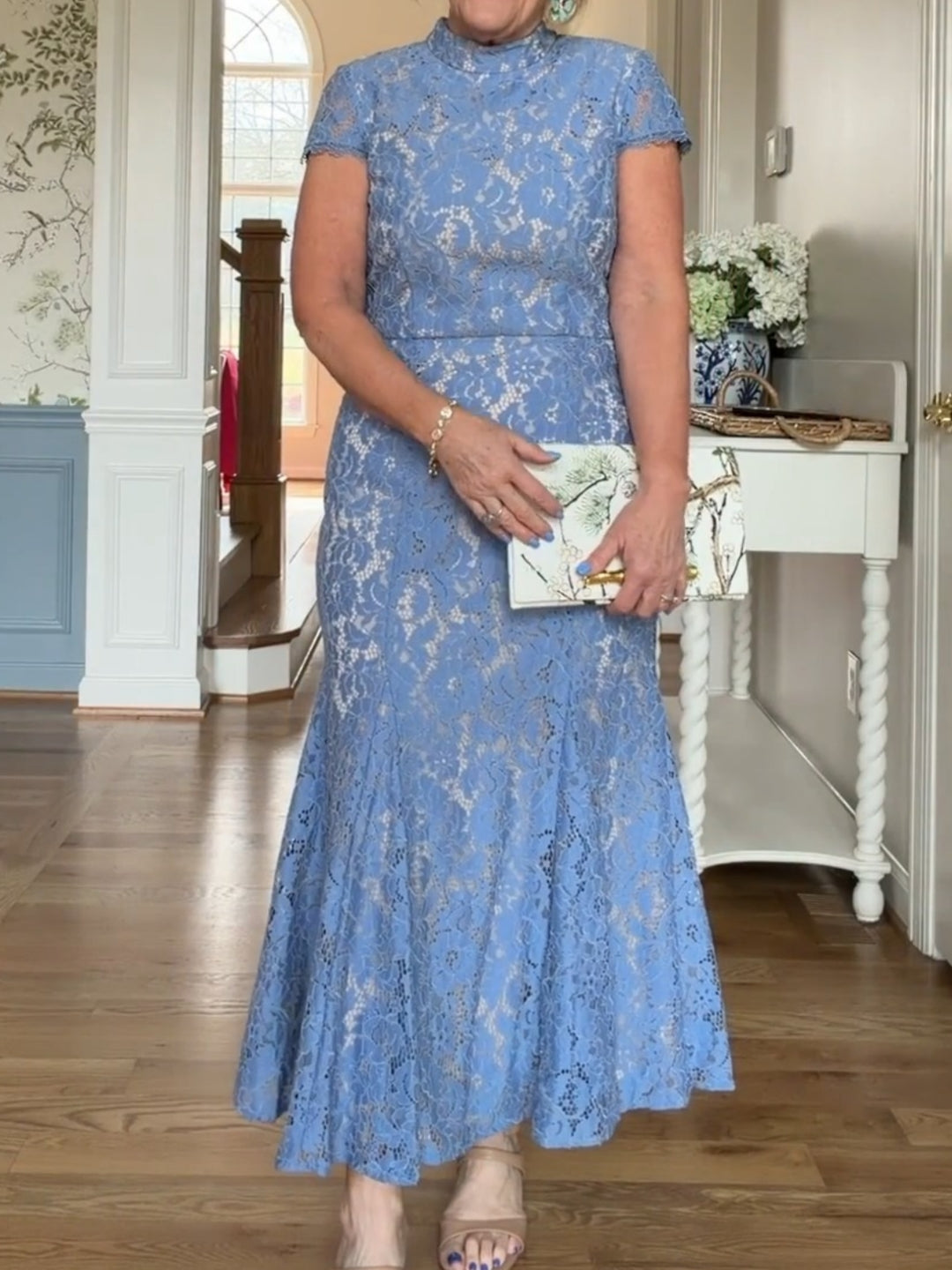 Cap Sleeve Lace Midi Dress