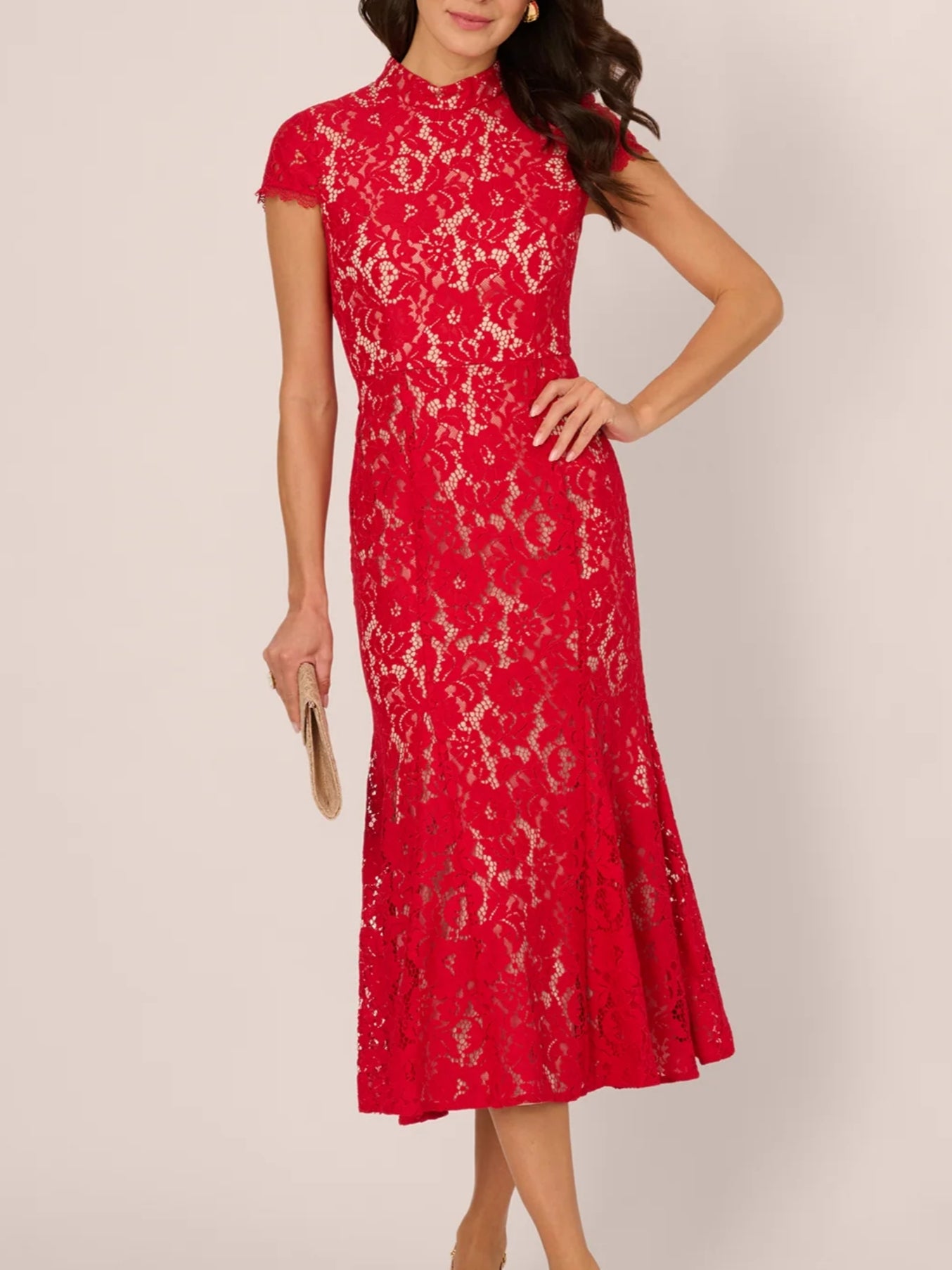 Cap Sleeve Lace Midi Dress