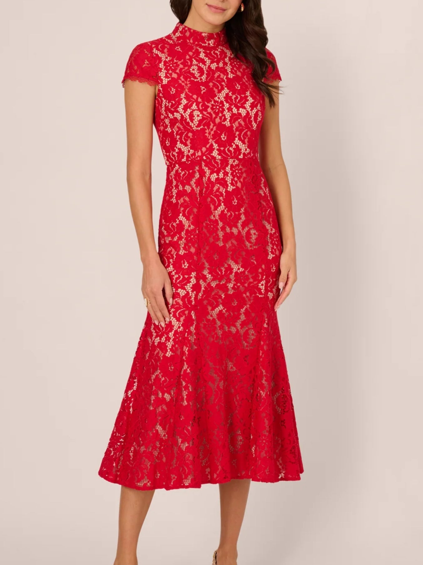 Cap Sleeve Lace Midi Dress