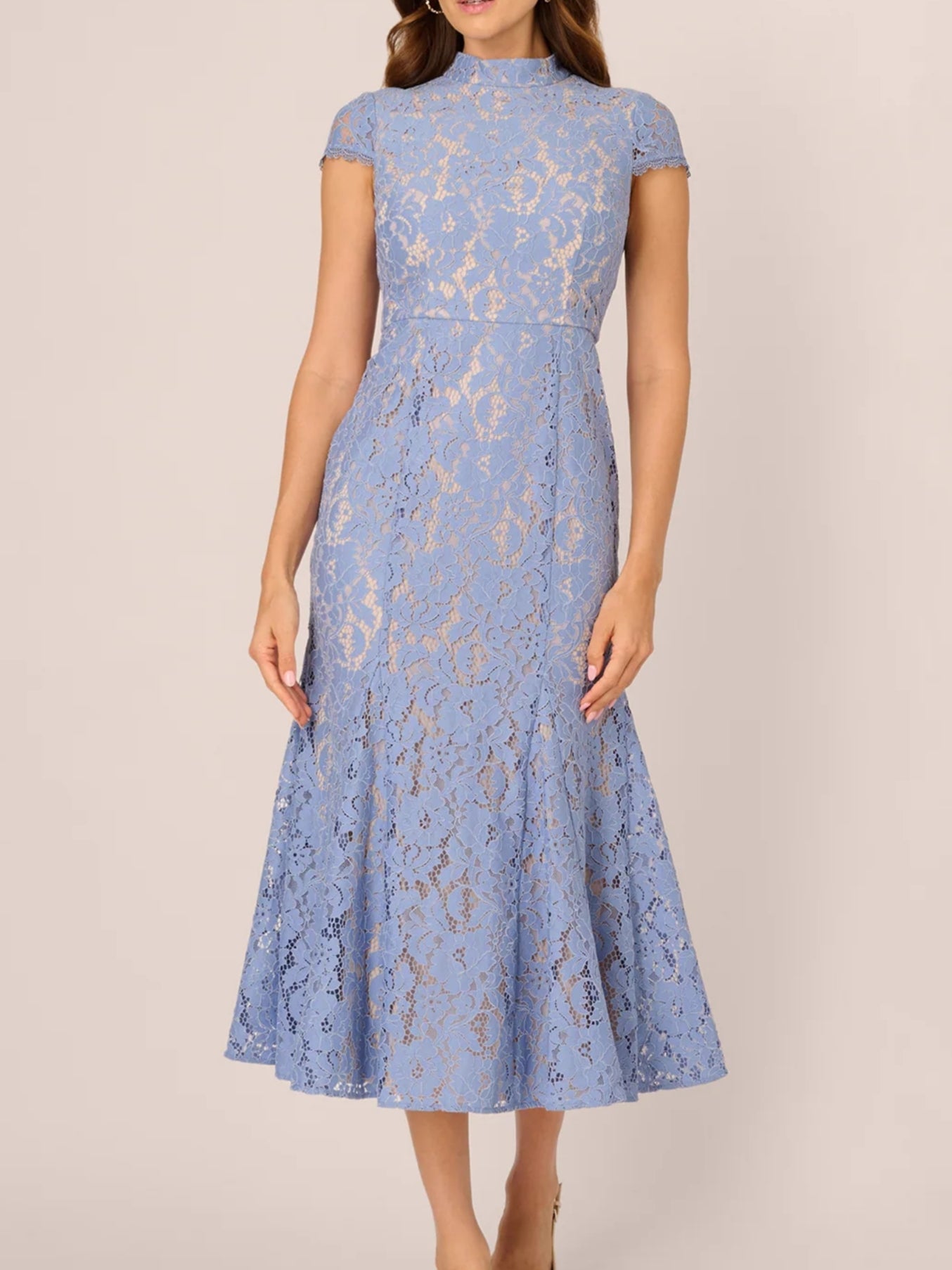 Cap Sleeve Lace Midi Dress