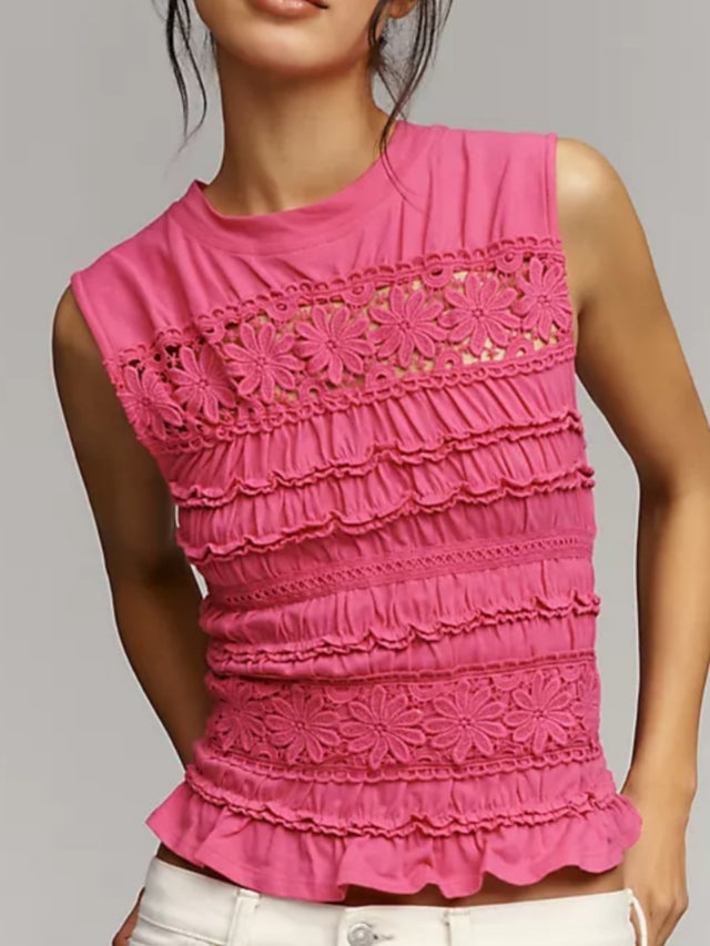 Smocked Lace Ruffle Tank