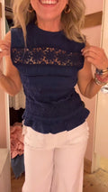 Smocked Lace Ruffle Tank