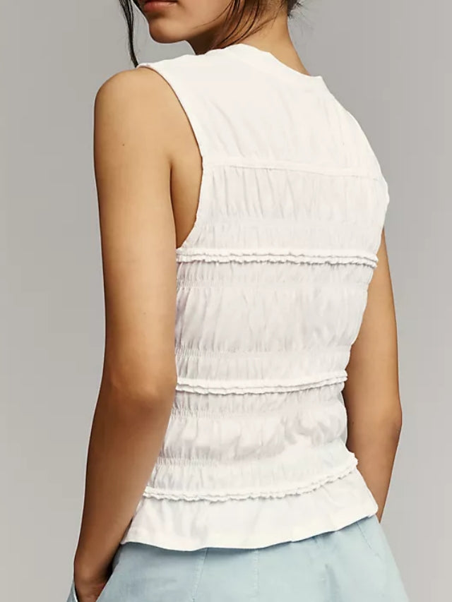 Smocked Lace Ruffle Tank