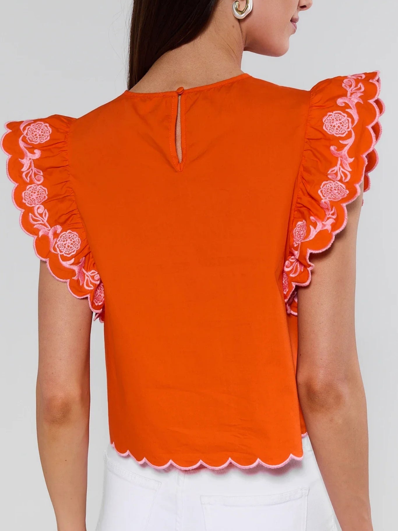 Bradley Orange Embroidered Top