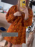 Amber Lotus Print Mini Dress