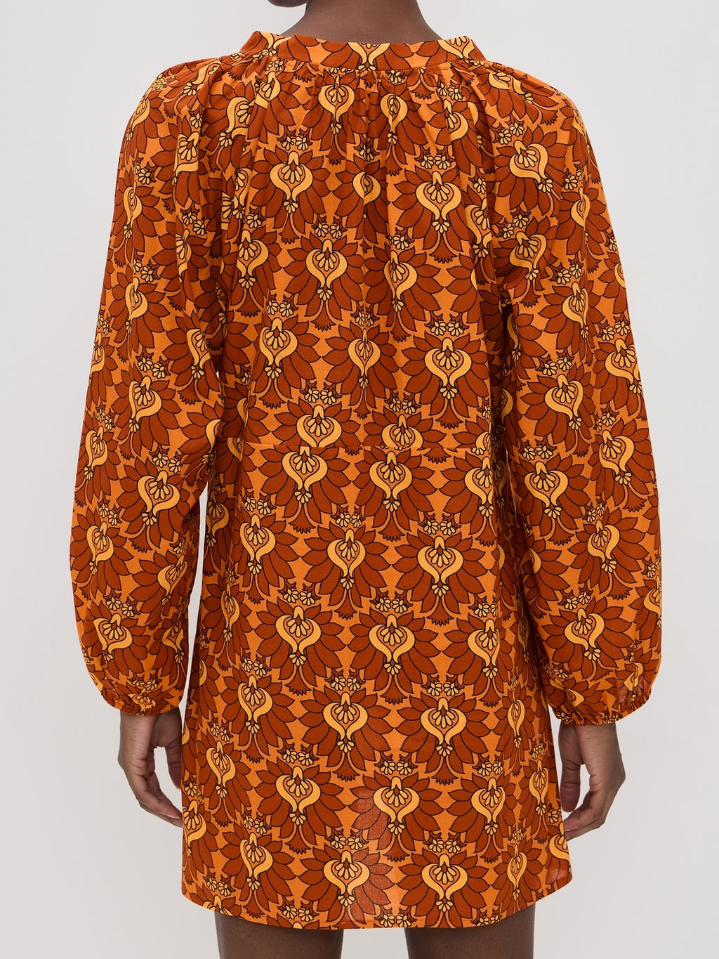 Amber Lotus Print Mini Dress
