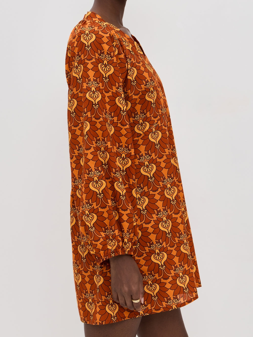 Amber Lotus Print Mini Dress
