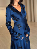 V-neckline Satin Maxi Dress