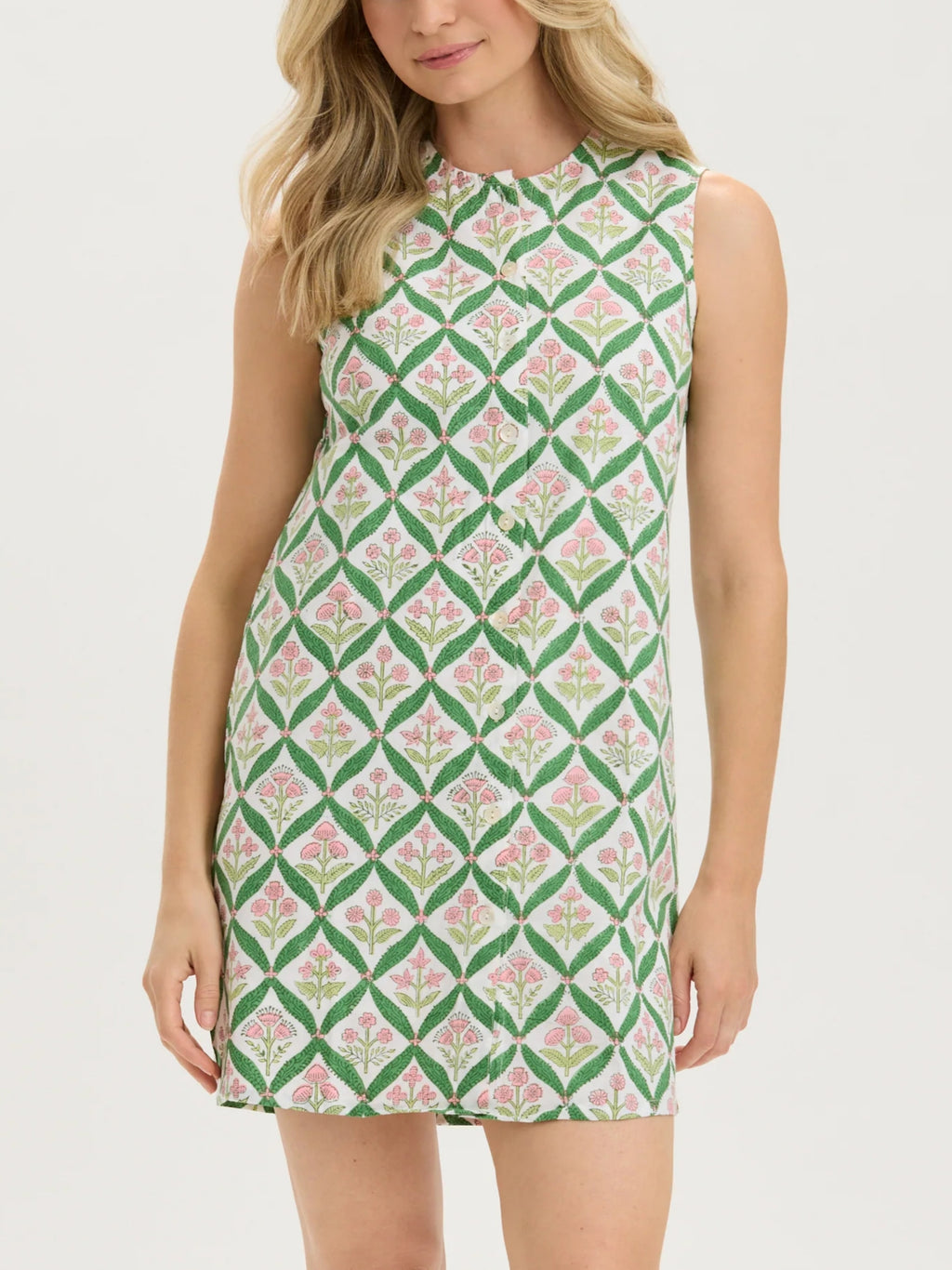 Block Print Button Shift Dress