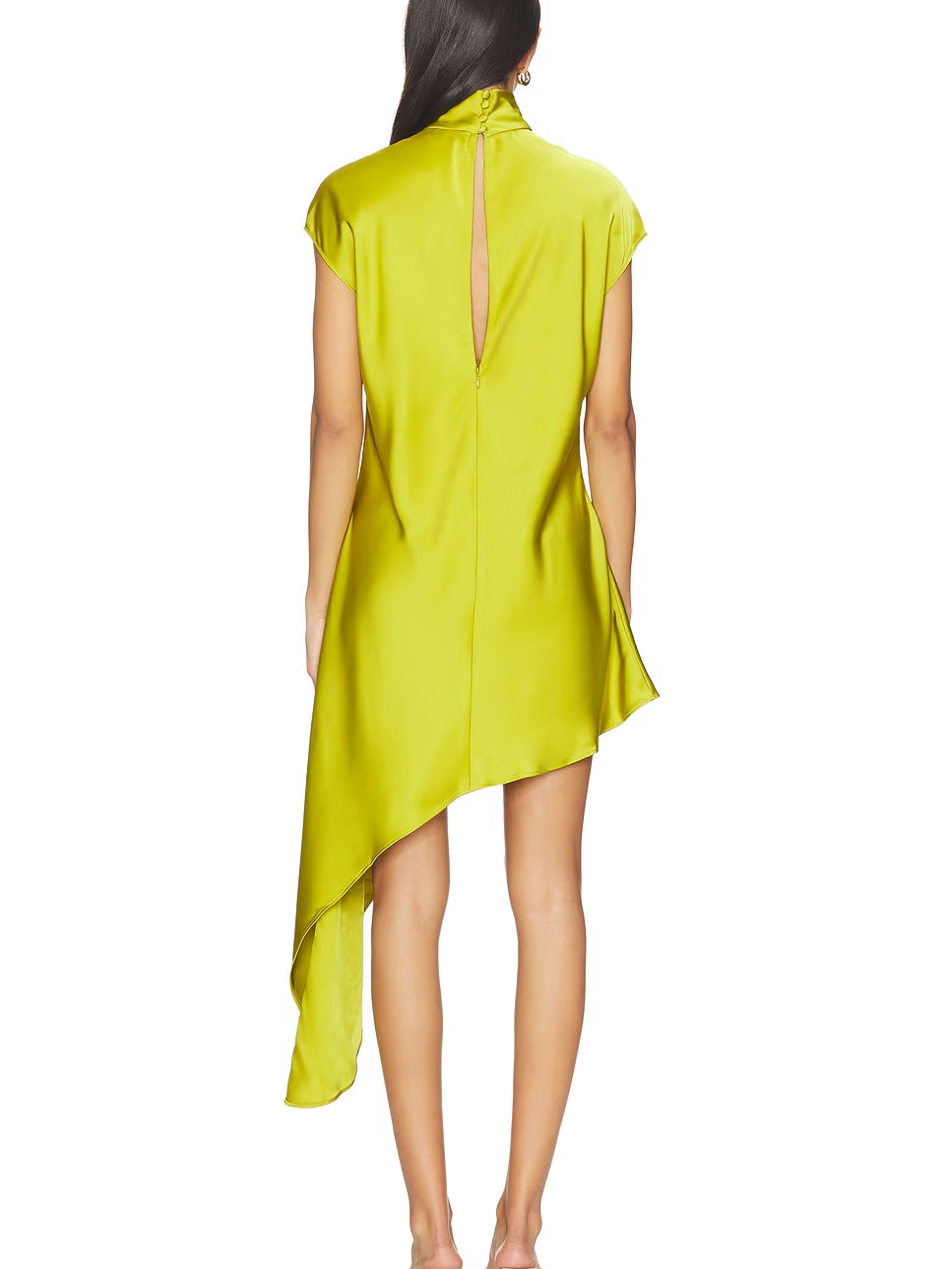 Asymmetrical Hem Satin Dress