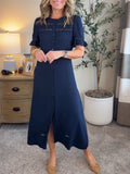 Lightweight Crepe Lace Inset Midi Dress