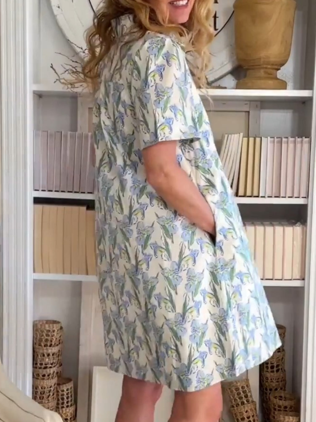 Summer Floral Shirt Dress With Pockets