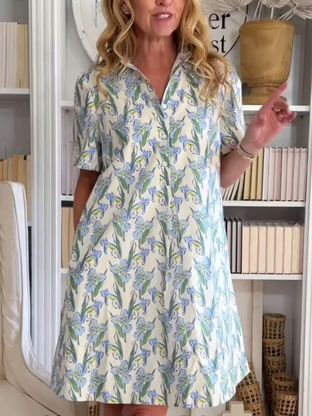 Summer Floral Shirt Dress With Pockets