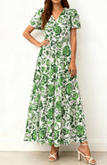 V-Neck A-Line Flowy Boho Maxi Dress