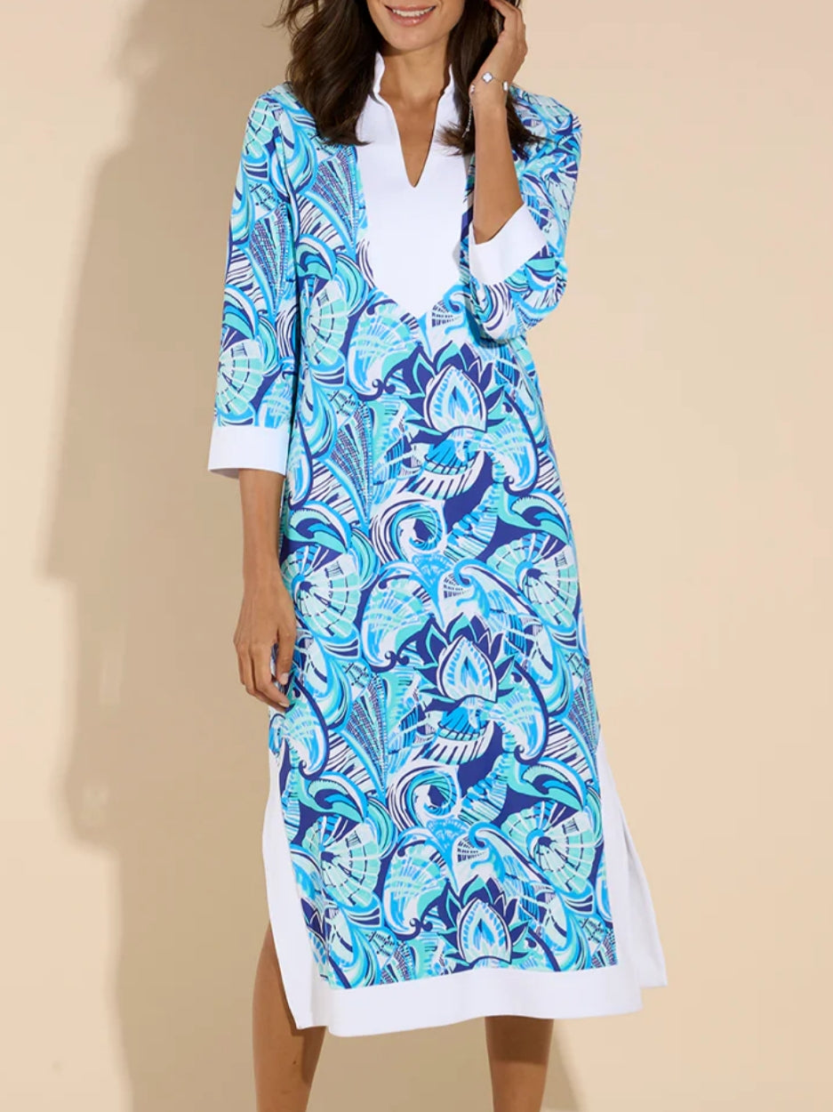 3/4 Sleeves V-neckline Dress