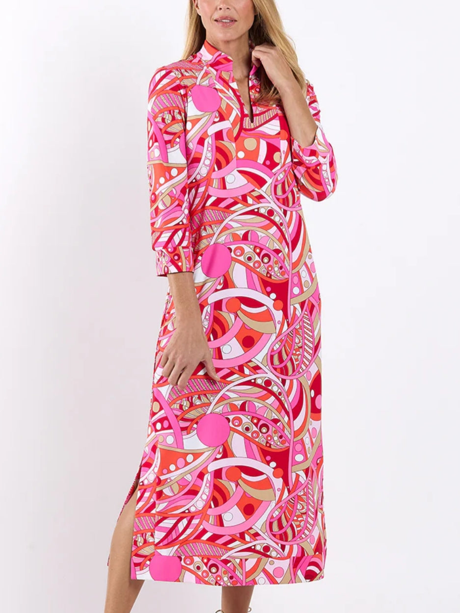 3/4 Sleeves V-neckline Dress