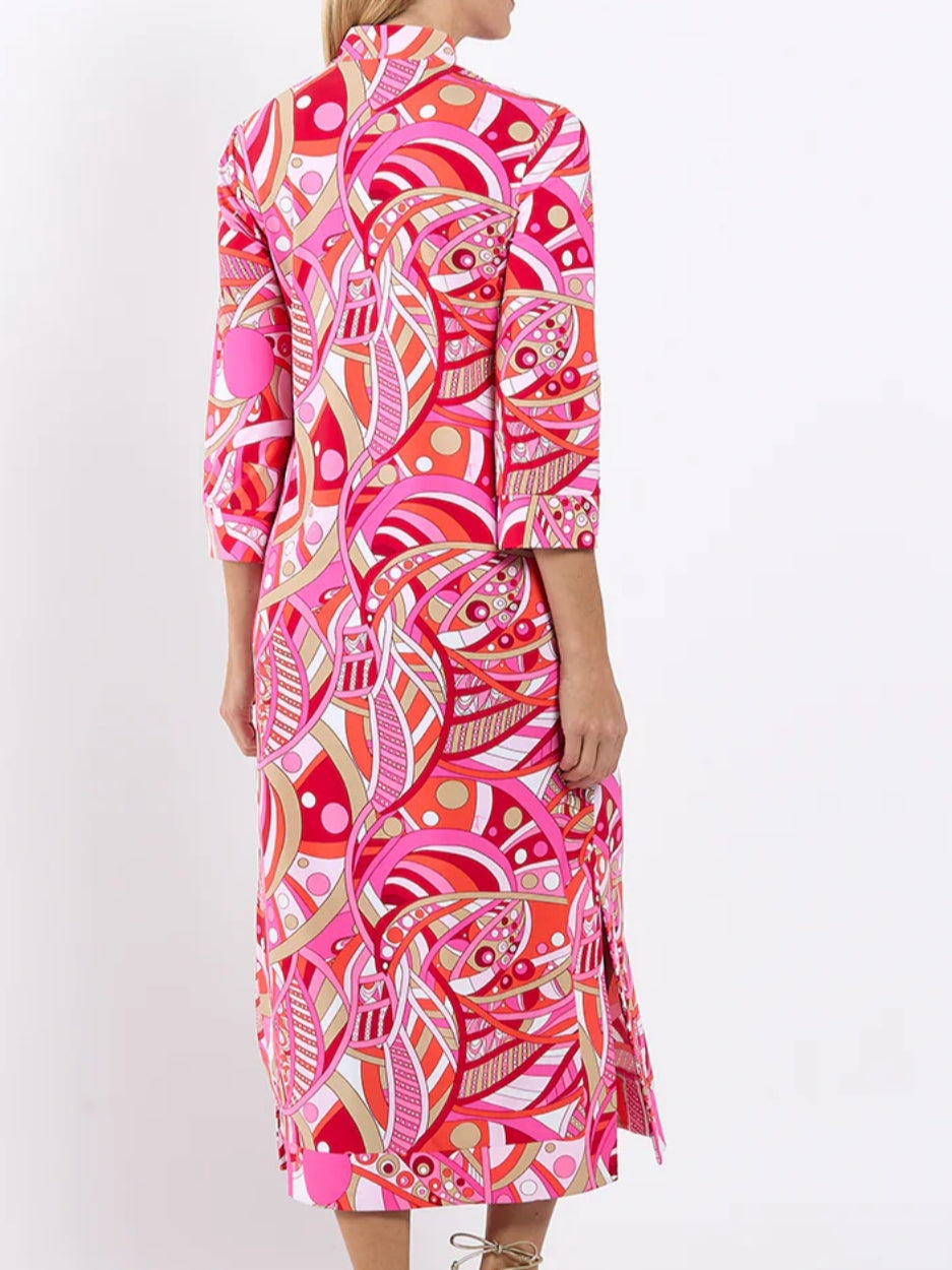 3/4 Sleeves V-neckline Dress