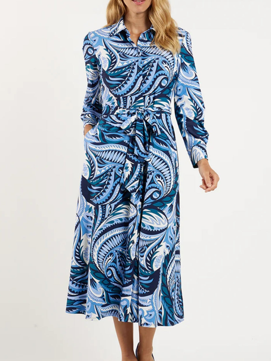 Long Sleeves Print Shirt Dress