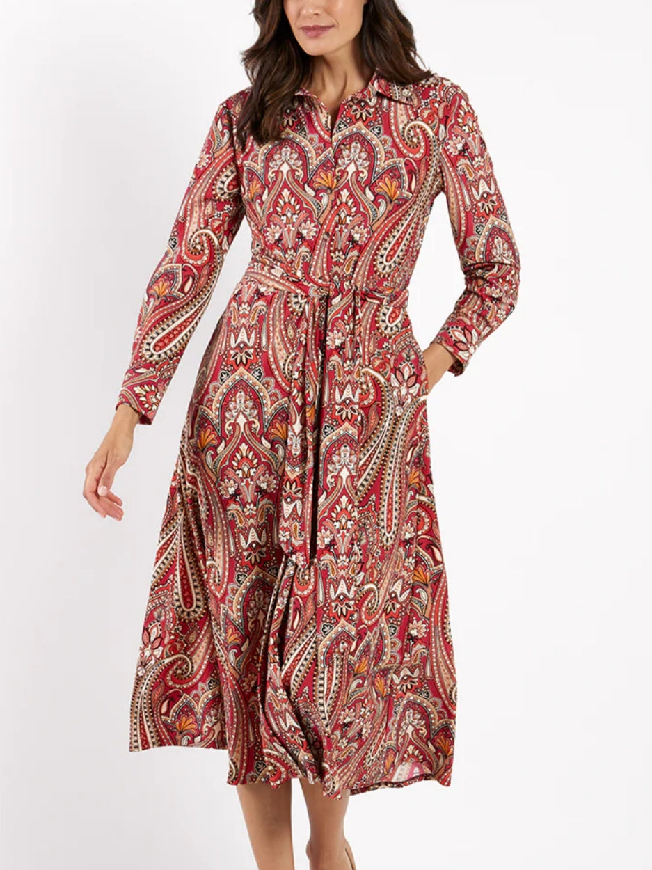 Long Sleeves Print Shirt Dress