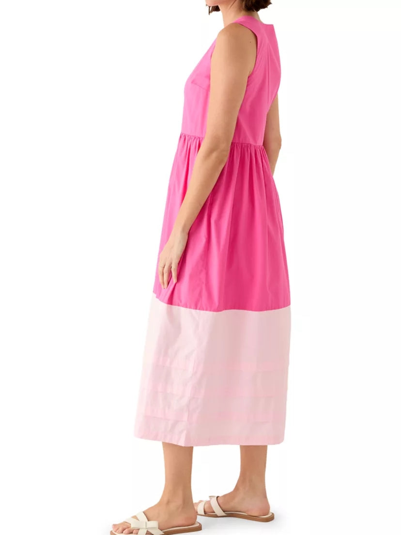 Women's Sleeveless Pleated Hem Midi Dress