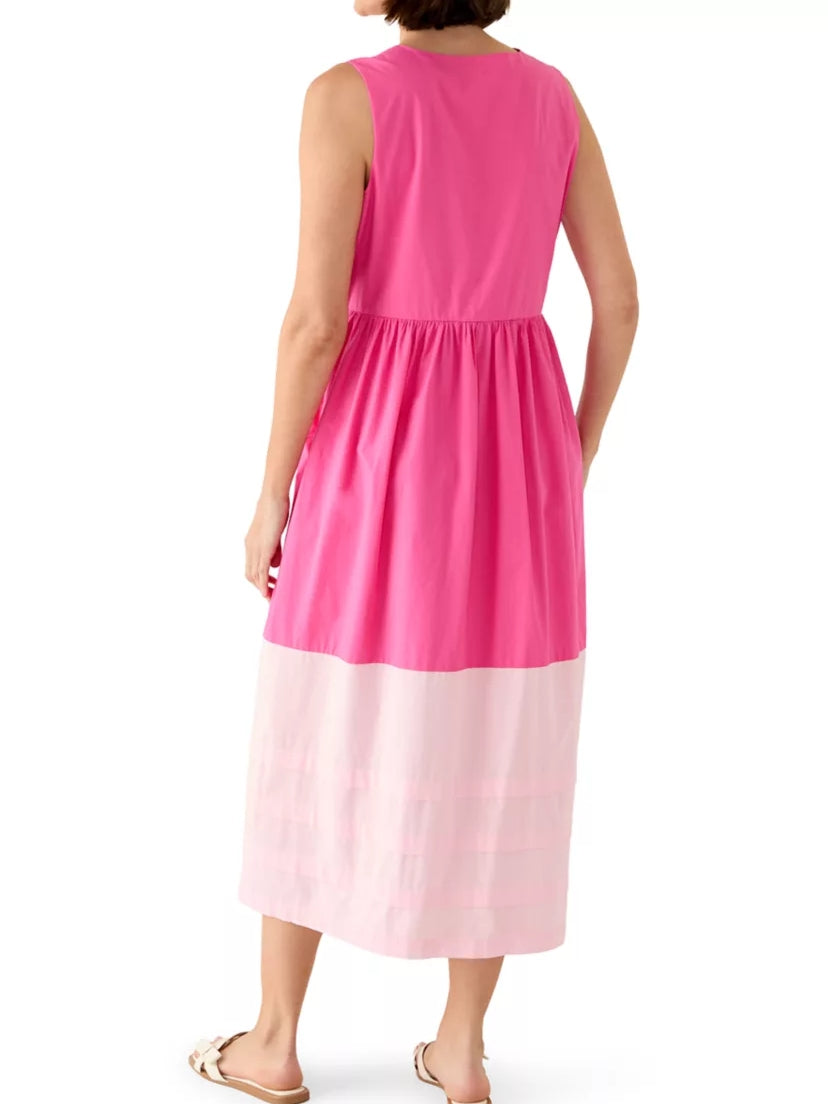 Women's Sleeveless Pleated Hem Midi Dress