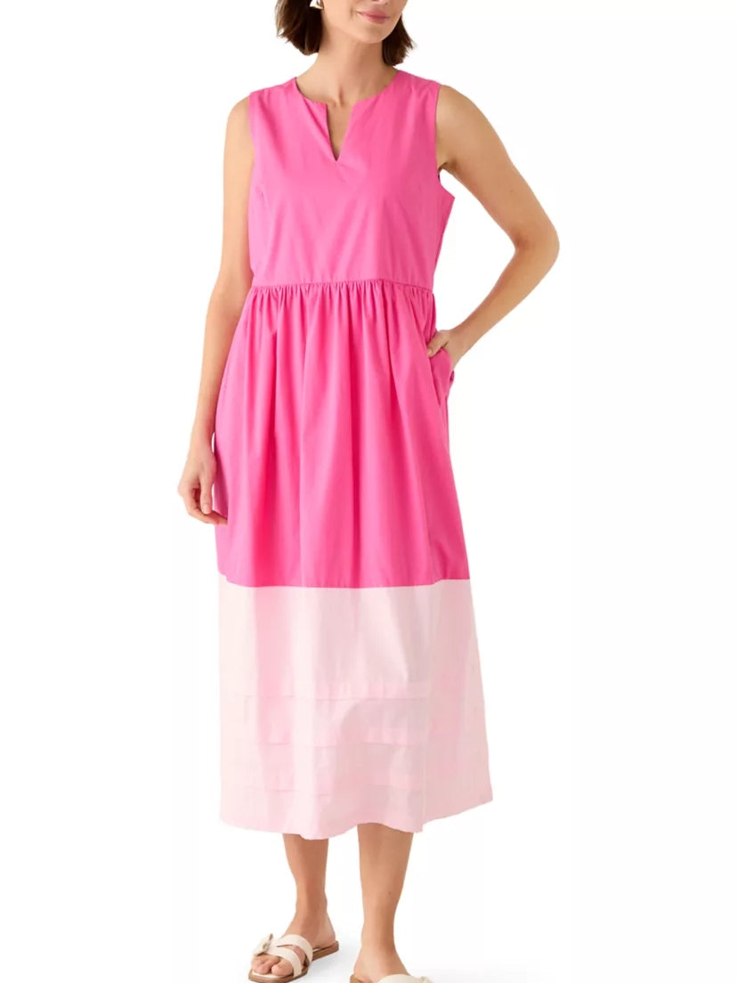 Women's Sleeveless Pleated Hem Midi Dress