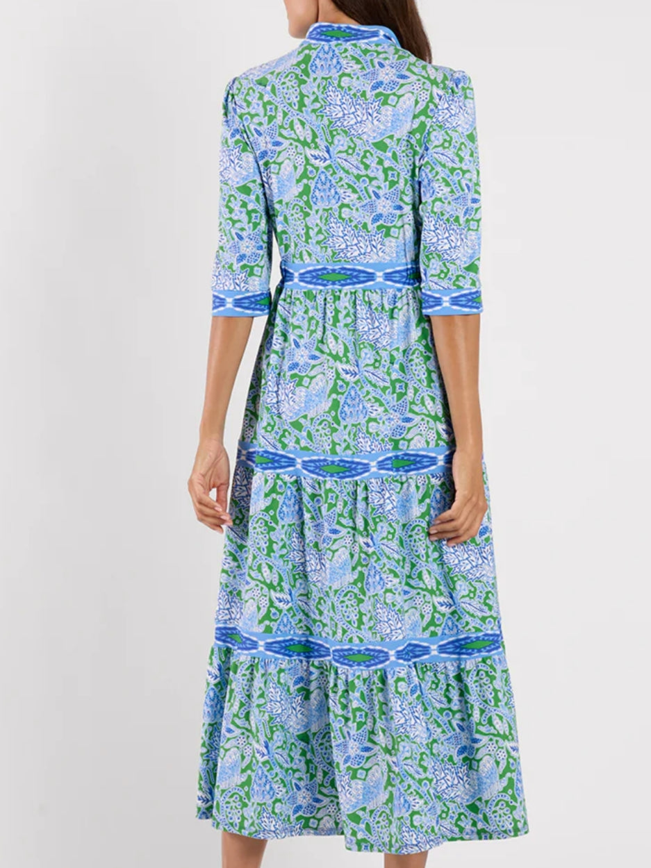 Contrasting Tiers Maxi Dress With Pockets
