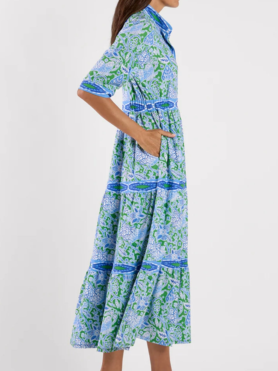 Contrasting Tiers Maxi Dress With Pockets