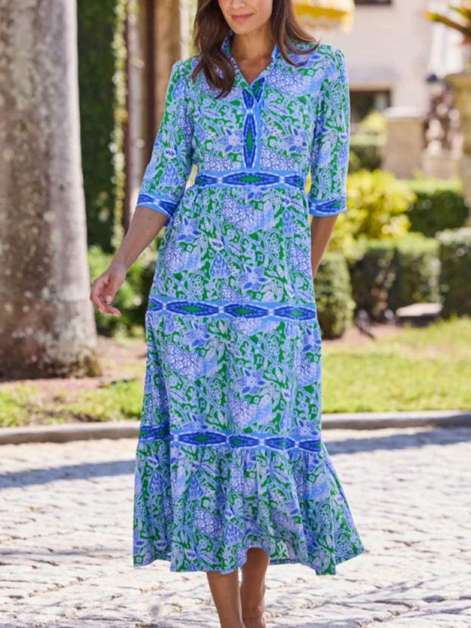 Contrasting Tiers Maxi Dress With Pockets