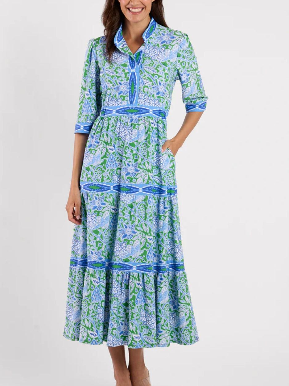 Contrasting Tiers Maxi Dress With Pockets