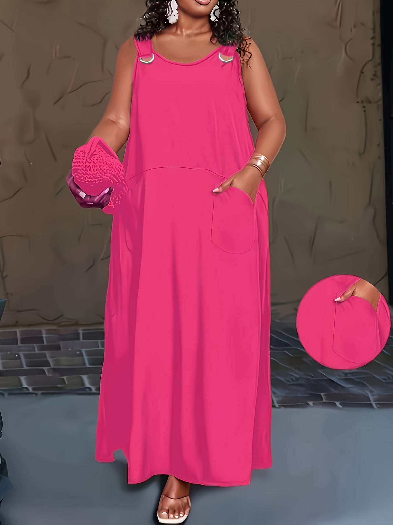 Plus Size Slight Stretch Solid Color Pencil Dress For Women