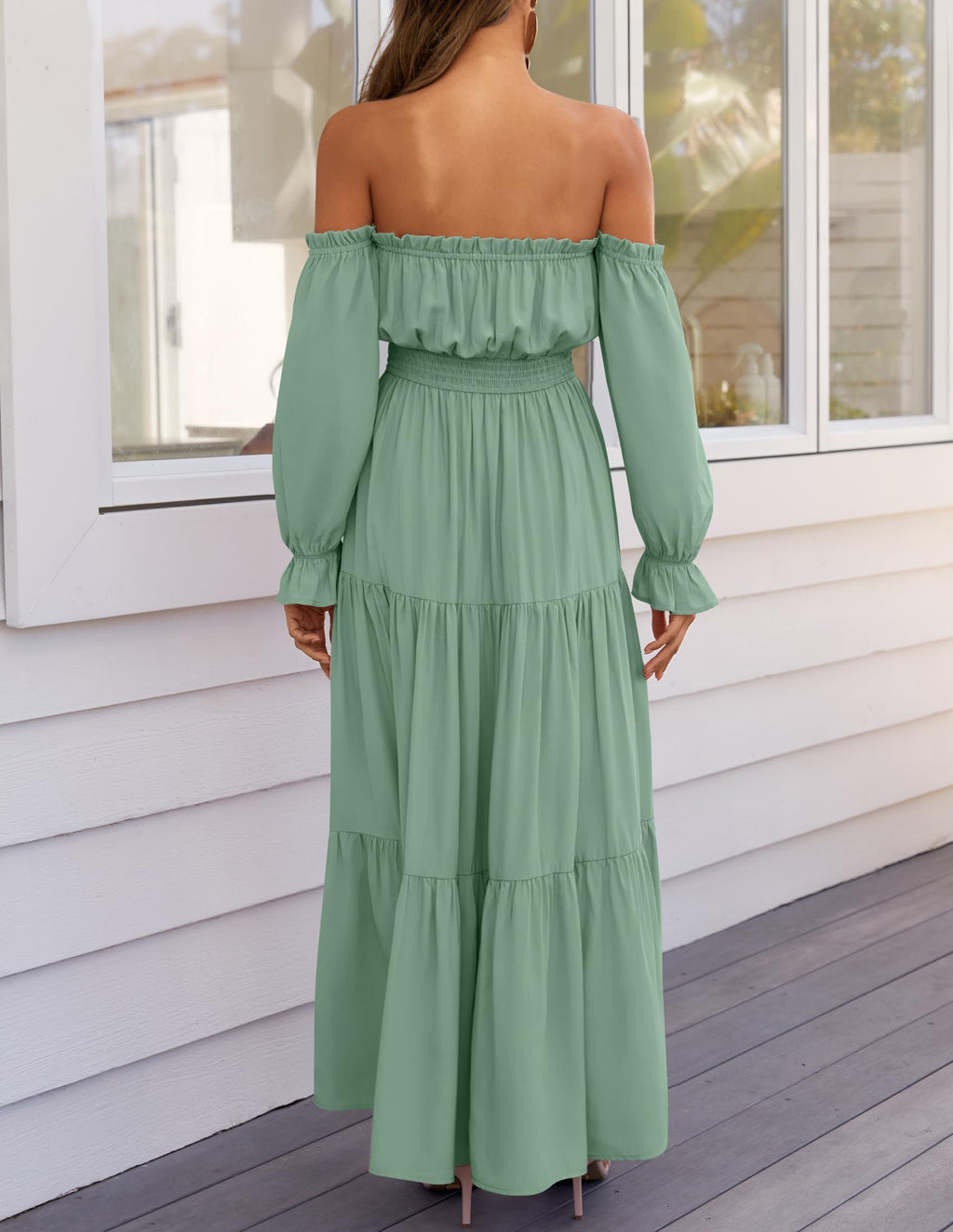 Boho Off-Shoulder Spring/Summer Side-Slit Flowy Maxi Dress
