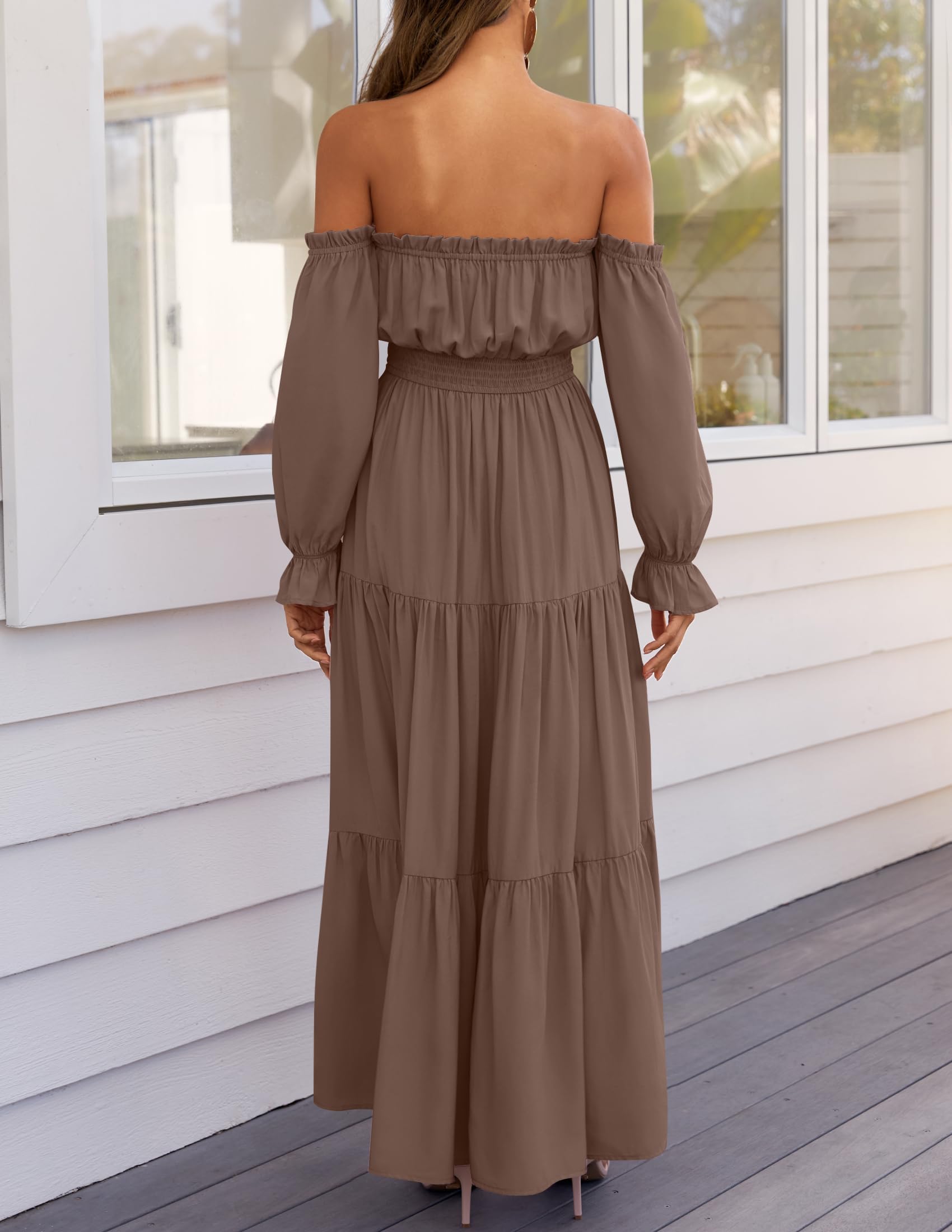 Boho Off-Shoulder Spring/Summer Side-Slit Flowy Maxi Dress