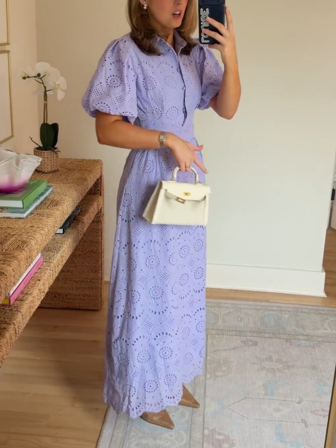 My Lucky Charm Lavender Eyelet Midi Dres